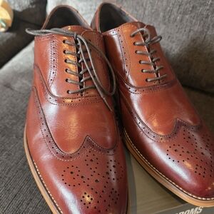 STACY ADAMS Classic Brown Leather Men's Dress Oxfords